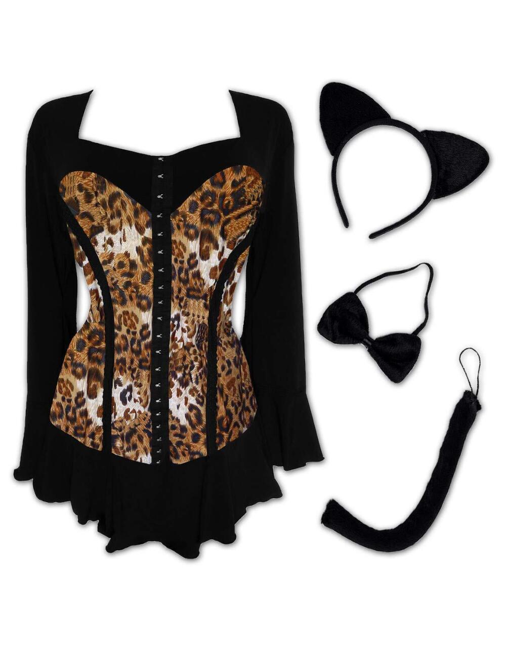 6641 Kitty Cat Costume: Ears, Bow Tie, Tail & Gothic Victorian Plus Size